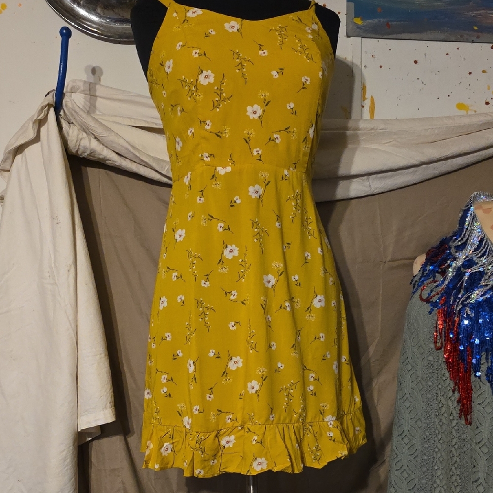 Old Navy Mustard Floral Mini Dress